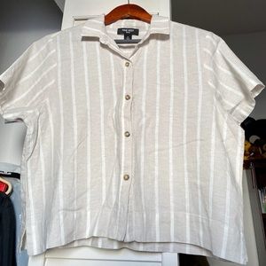 Nine West Cropped Short Sleeve Button Down Shirt